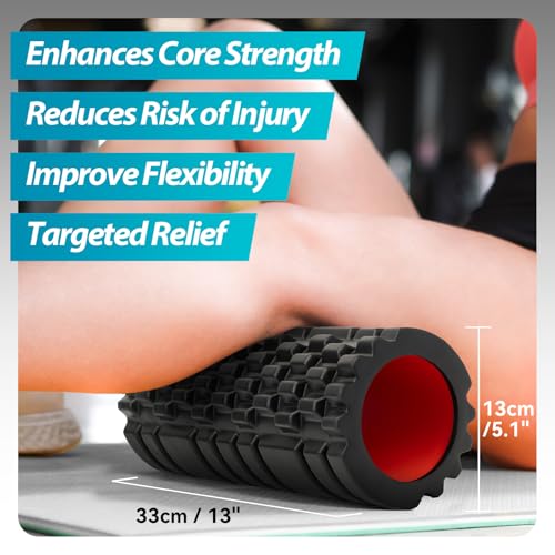 Foam-Roller-for-Deep-Tissue-Massager-13-High-Density-Exercise-Patented-Roller-for-Muscle-Massage-and-Myofascial-Trigger-Point-Release-Back-Roller-for-Fitness-Yoga-and-Pilates-Black