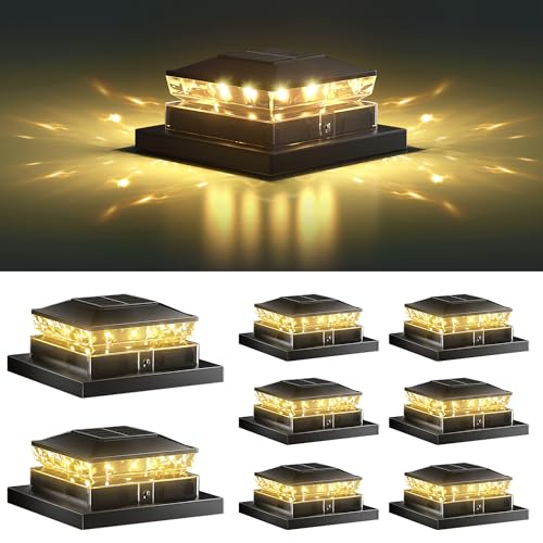 Solar Post Cap Light 8 Packs, Waterproof Solar Powered Fence Ligh...