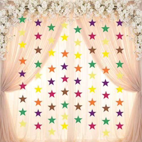 Image of Patelai Star Garland, Yellow,Brown,Deep Red,Orange,Dark Green, 130 Feet