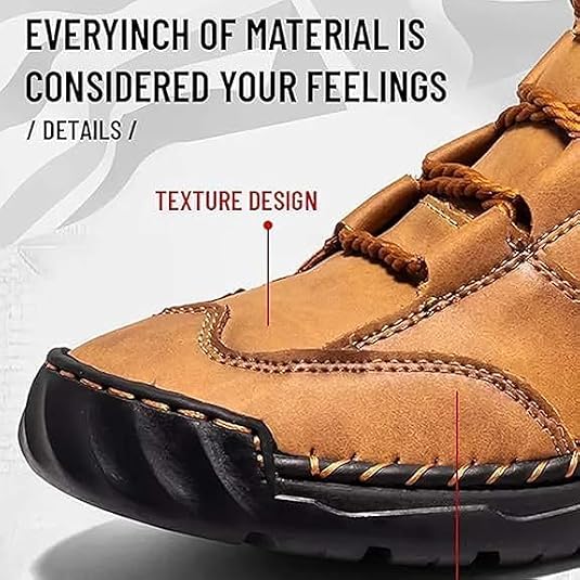Men's Comfortable Handmade Leather Boots, Stylish hand-stitched Waterproof Arch Support Ankle boots