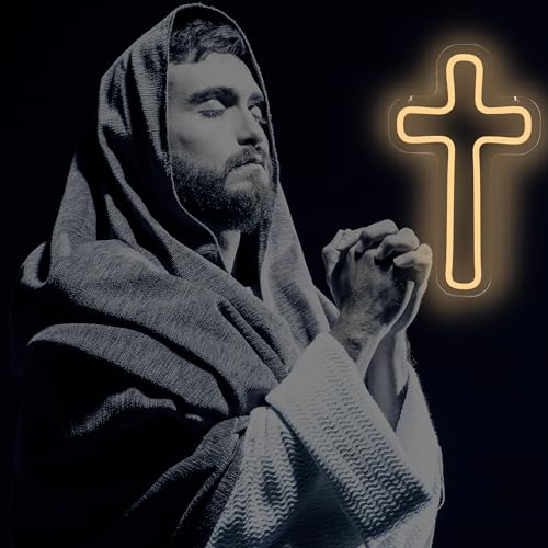 Image of Cross Led Sign For Wall Decor Small Cross Light Up Signs Wall Art for Bedroom Wall Decor Holiday Birthday Gift