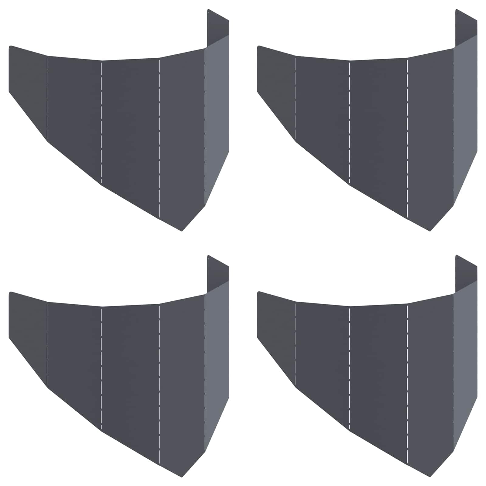 Lot de 4 bordures de pelouse en acier anthracite 100 x 45 cm