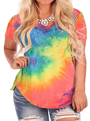 Women Plus Size Tops for Summer Tie Dye Tshirts 4XL ZD 26W