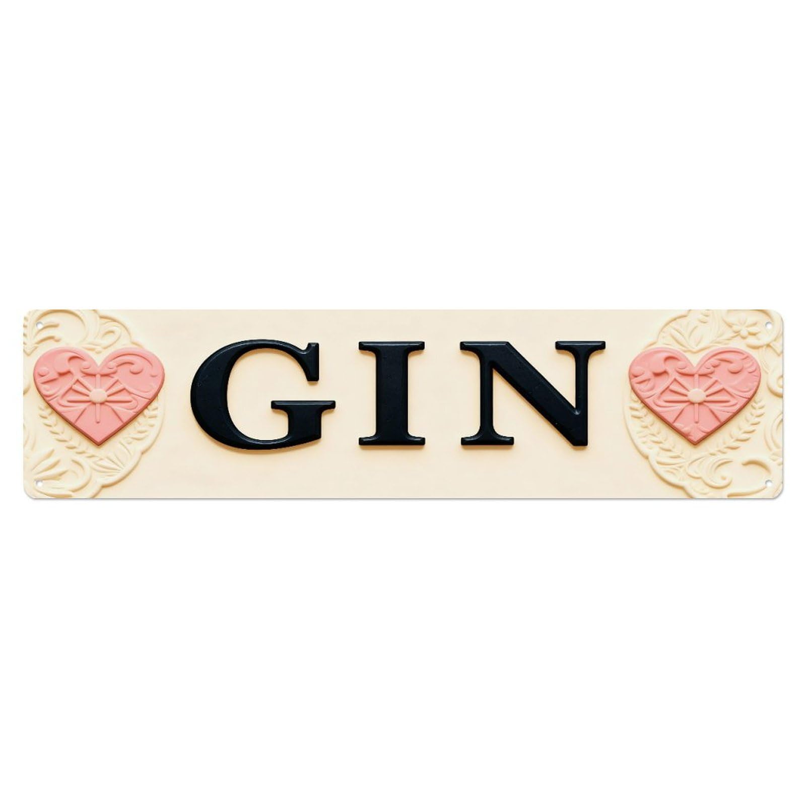 Gin With Pink Hearts Metal Tin Sign Plaque