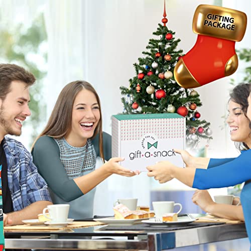 Image of Gift A Snack - Christmas Candy Stocking Stuffers, Pre-filled Holiday Snack Box Care Package + Greeting Card (50 Count) Sweet Treats Gift Basket, Candies Chips Office Food Assortments