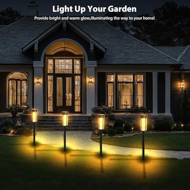 8 Pack Solar Pathway Lights Outdoor, Solar Lights Outdoor Waterproof, LED Pathway Lights Solar Powered Filament Bulb, Perfect for Yard Lawn Walkway Driveway Backyard Landscape-Warm White