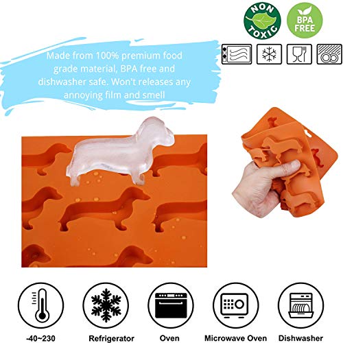 Crethink Ice Cube Trays, chocoladevorm, teckel hondenvormige siliconen kubus mal en lade met druppelaar - Afbeelding 4