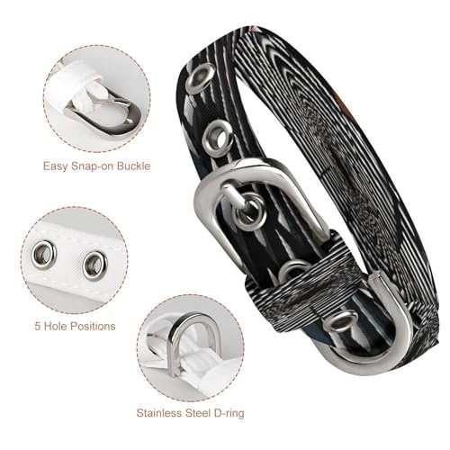 Visual Illusion Hundehalsband, verstellbar, Edelstahl, D-Ring-Halsband, Oxford-Stoff, Katzenhalsband mit Metallschnalle, für kleine, mittelgroße Hunde