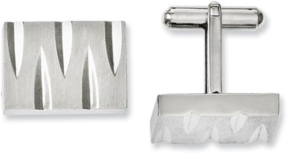 Stainless Steel Satin Brushed Rectangle Cuff Links, 21MMX15MM