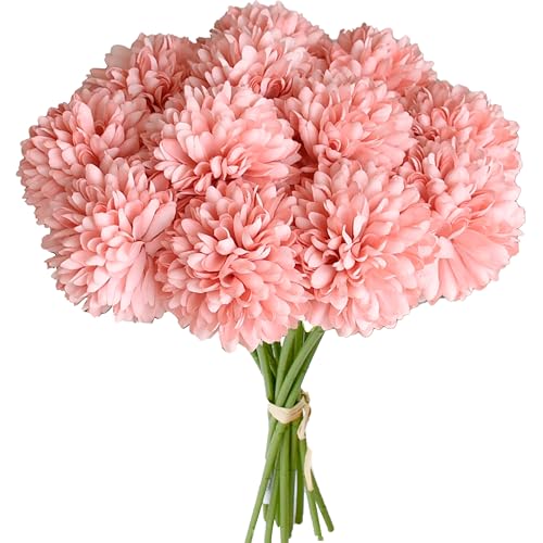 Image of Mandy's 12pcs Artificial Dusty Pink Ball Chrysanthemum Flowers