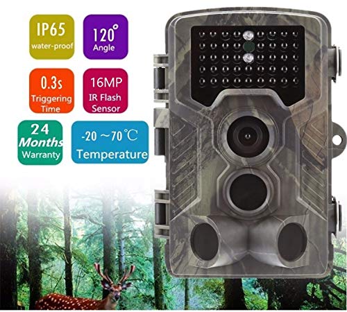 Flybiz Caméra de Chasse 16MP 1080P HD Étanche, Appareil Photo de Surveillance 42Pcs IR LED Vision Nocturne Infrarouge Jusqu'à 65FT/20M, 120° De Vision Nocturne Traque IR Caméra de Jeu Infrarouge Cover