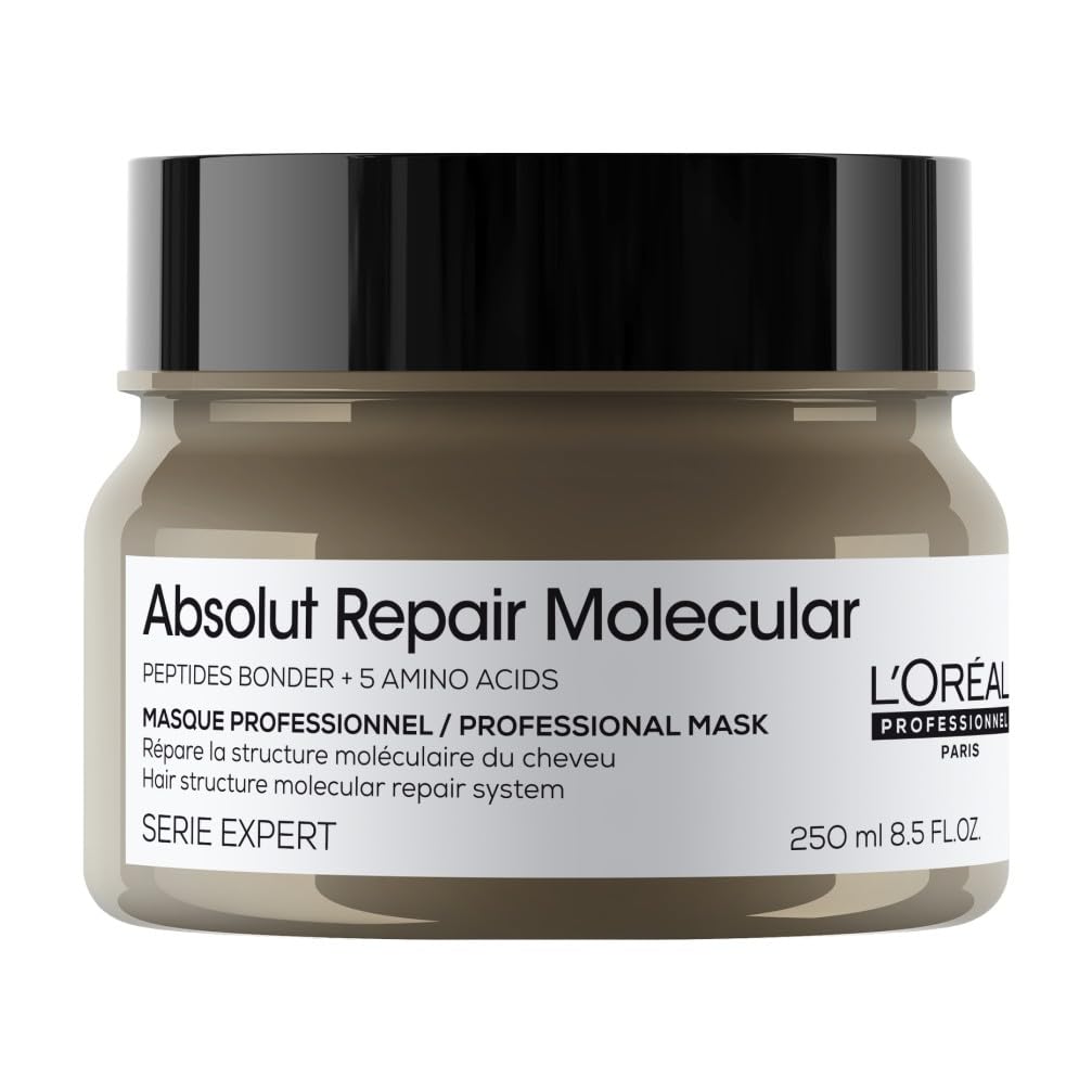 L’Oréal Professionnel Absolut Repair Molecular Hair Mask 250ml, For Extremely Damaged Hair, Rinse off hair treatment, Molecular Bond Repair, Instant smoothness & shine