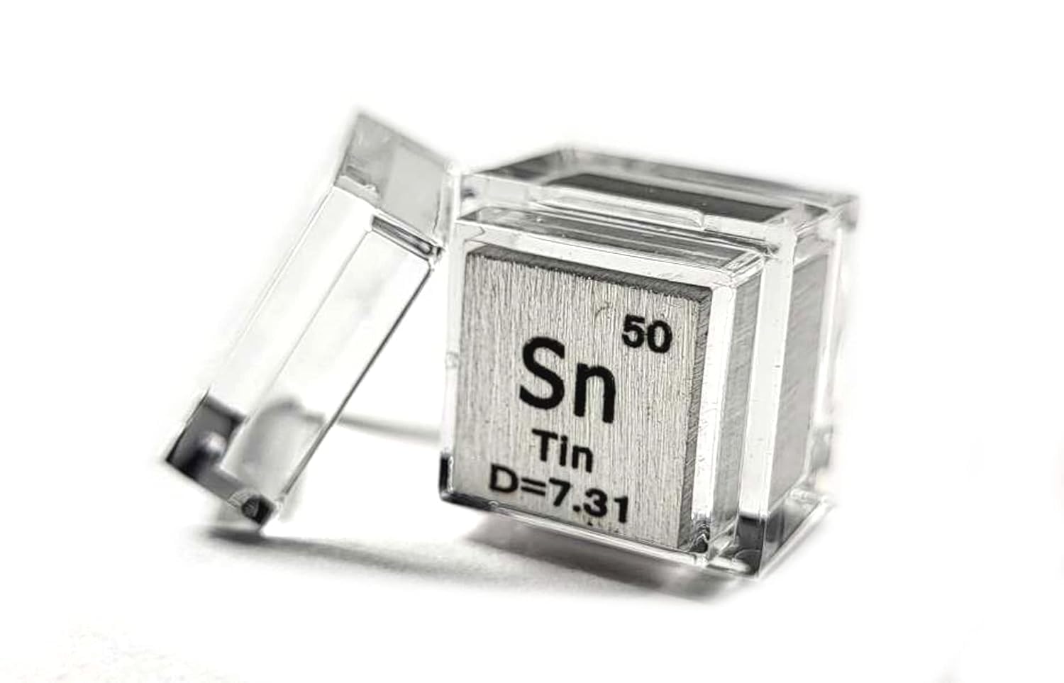 0.39" 10mm Tin Stannum Sn Metal Cube up to 99.9% Pure Periodic Table Element Engraved Density Collection Science Education Display Block Cube + Acrylic Case Box - 1PC โ image 1