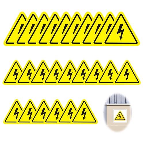 25 piezas señalización eléctrica autoadhesiva, 5cm 10cm panel peligroso eléctrico PVC señal de seguridad panel triangulares adhesivo amarillo para exterior interior advertencia eléctrica