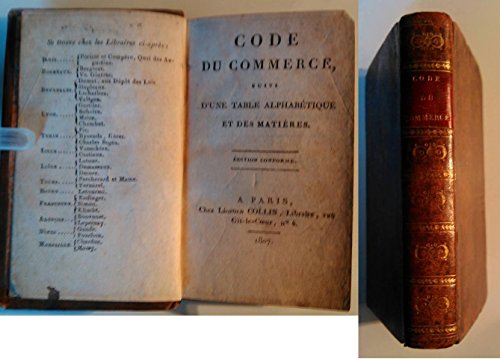 CODE DU COMMERCE 1807 EO RELIE Plein CUIR d epoque CODE DU COMMERCE 1807 EO RELIE Plein CUIR d epoque