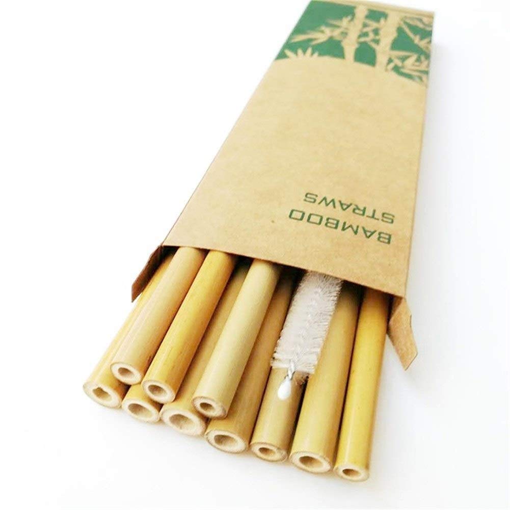6 / 10Pcs natürliche organische Bambus Stroh Set Eco Friendly Bambus Stroh Wiederverwendbare Trinkhalme mit Stroh Fall Pinsel 8inch (Color : B 10PCS)