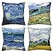 Van Gogh - Juego de 4 fundas de cojín con diseño de arte abstracto, cuadradas, decorativas, para sofá, sofá, 40 x 40 cm