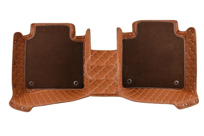 Image of 7D Car Floor Mat Compatible for Hyundai Alcazar Facelift 6 Seater (2024 to 2025)|Luxury Leather with Grass Car Foor Mat| Waterproof & Washable|Complete Set |Color-Tan With Coffee Grass