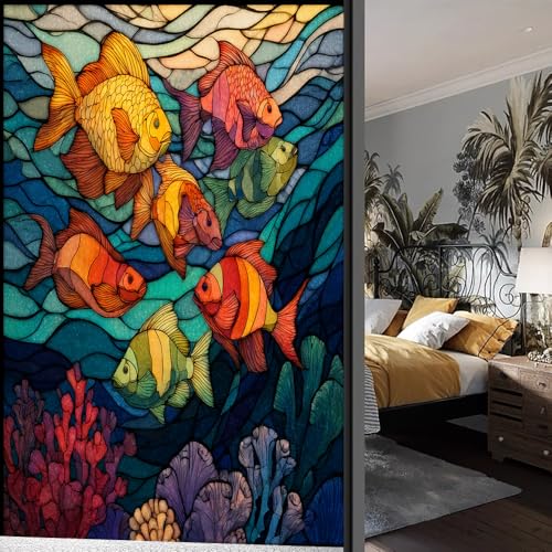 Vinilo Decorativo para Ventana Tropical Coral Landscape 15.7x23.6 pulg miniatura 6