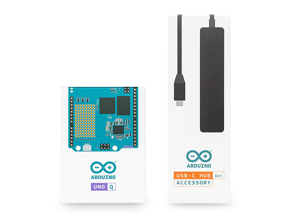 Arduino UNO Q 2GB AI Board + Hub USB-C 8-in-1, HDMI, Ethernet, porte USB, Kit SBC IoT Linux