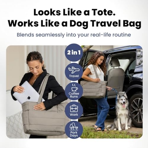 Image of Rubyloo Puffer Dog Travel Bag for Dog Moms, Diaper Bag with Travel Bowls