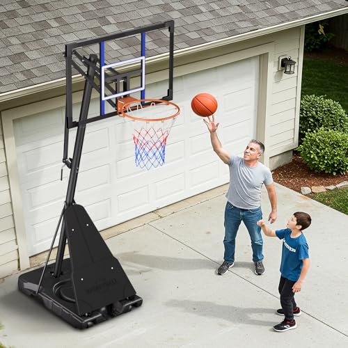 Image of Asbest Adjustable Basketball Hoop Outdoor 10FT with 44 /48 Inch Backboard, Portable Basketball Hoops & Goals Outdoor with Stepless Crank, for Youth Adults Kids