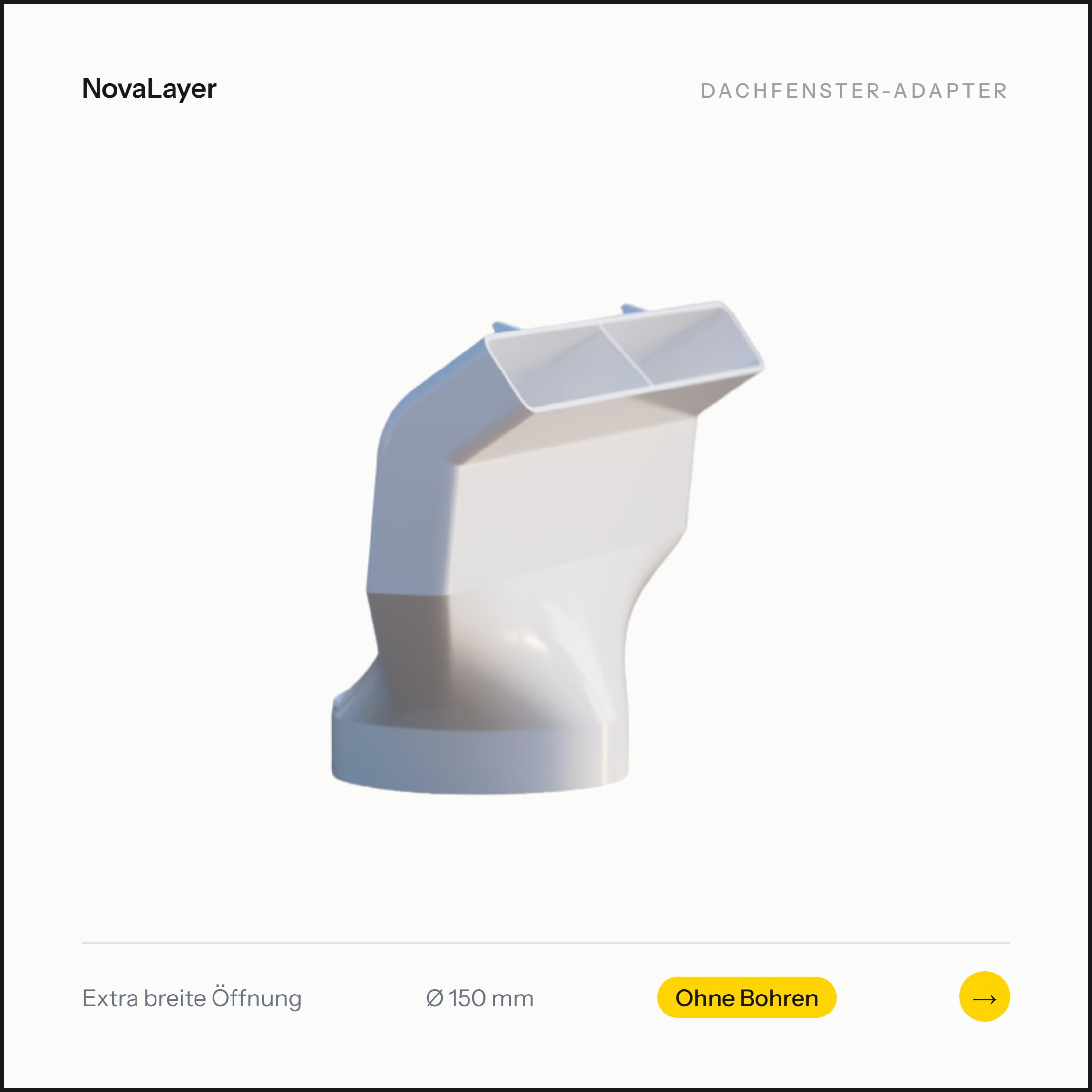 Fenster Adapter Klima Abluft extra breit und flach – Reduzierstück Ø150mm auf schmale Öffnung 35×4,5cm – Passend für mobile Klimaanlagen – 3D-Druck – Made in Austria