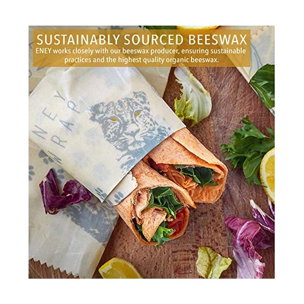 ENEY-Premium-Organic-Beeswax-Food-Wrap-Set-Of-7-Eco-Friendly-Reusable-Wraps-No-Synthetic-Wax-or-Chemicals-Includes-1-XL-Bread-Wrap-2-Large-2-Medium-2-Small-and-Original-Wax-Replenisher ENEY Premium Organic Beeswax Food Wrap | Set Of 7 Eco-Friendly Reusable Wraps | No Synthetic Wax or Chemicals | Includes…