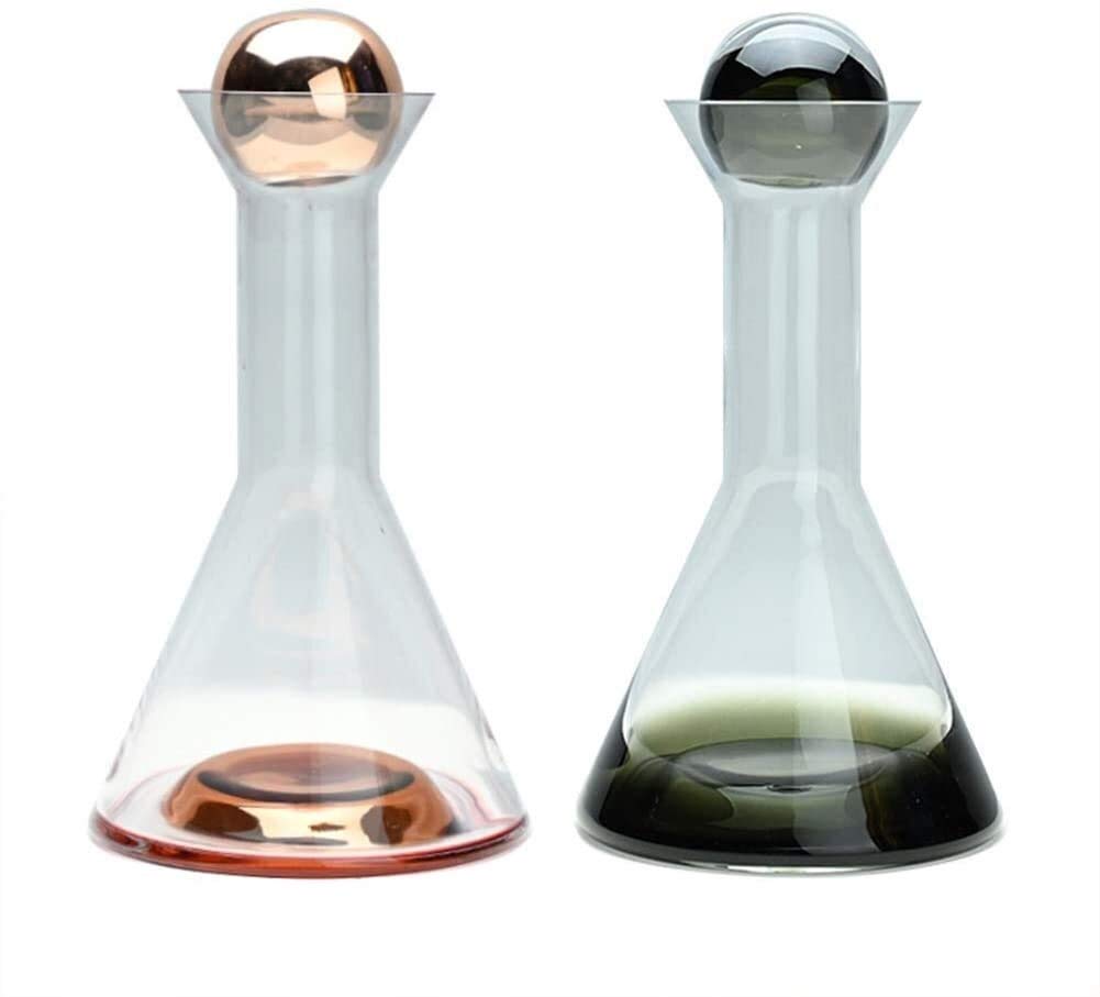Estante para vino Decantador de whisky Whisky recubierto de cobre Copa de vino Gradiente ahumado Hermoso conjunto de decantador de vino Traje hecho sin plomo Cristal ahumado (Color : Copperplated.)