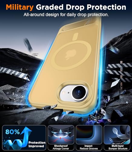 Image of Magnetic Compatible with iPhone 17e Case & iPhone 16e Case,[Built-in Invisible Kickstand][Compatible with MagSafe][Military Grade Shockproof] Slim Translucent Matte Case for iPhone 16e /17e 6.1 inch