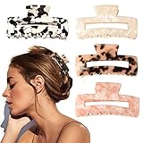 Hair Acetate Claw Clips, 4 Pcs Medium Acrylic Celluloid Design Claw Clips, 3.4" Hair Clips Marble fo