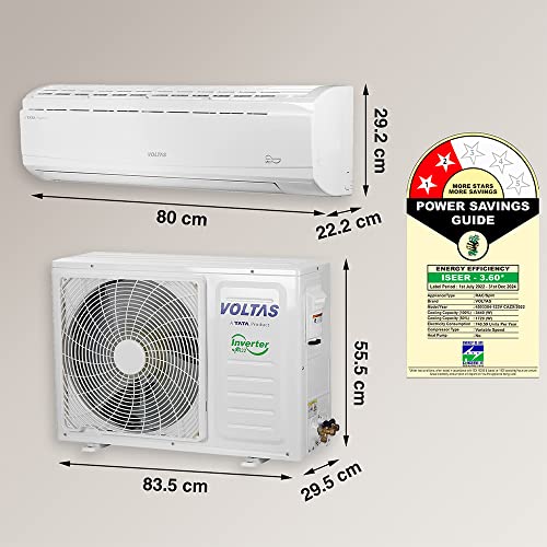 Image of Voltas 1 Ton, 2 Star, Inverter Split AC(Copper, Adjustable Cooling, Anti-dust Filter, 2023 Model, 23V CAZX, White)