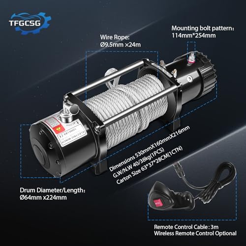 Winch eléctrico 12000LBS con control remoto inalámbrico miniatura 5