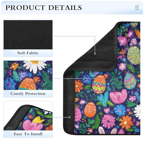 Image of Easter Daisy Rabbit Birds Eggs Seat Belt Cover Pad 2 Pcs Soft Cute Seatbelt Covers Protector Support Head Neck Shoulder Strap for Car Seats High Chair Backpack for Adults Kids Women Men 10x7.7I