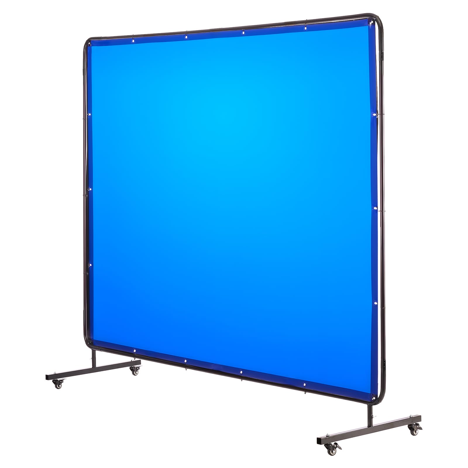 VEVOR Schweißvorhang, 1740x2340 mm Schweißschutzwand, flammhemmende Vinyl-Schweißschutzwand mit feststellbaren Schwenkrädern und 6-stufigem UV-Schutz für Werkstatt-/Industrieeinsatz, Blau