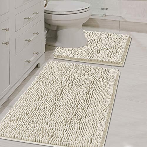 H.Versailtex Loden Rugs for Bathroom Slip-Resistant Shag Chenille Bath Rugs Mat Extra Soft and Absorbent Bath Rug for Shower Room Machine-Washable Fast Dry, 50 x 80 CM