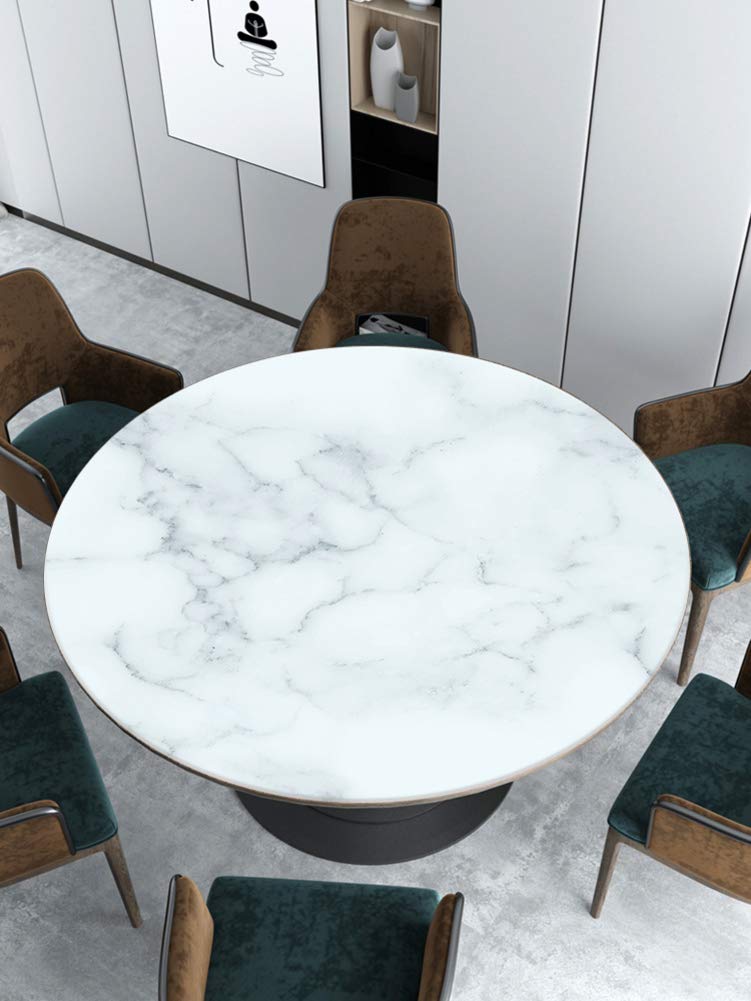 Nappe Ronde en Marbre De PVC,Vinyle Imitation Marble Table Mat,Anti Imperméable à l'eau-Huile échaudée-Table D'épreuve Couverture Moderne Simple Protecteur De Table pour Table Ronde N 110cm