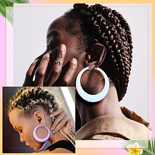 9 Pairs 80S Hoop Earrings Colorful Hoop Earrings Neon Chunky Hoop Earrings Chunky Alloy Earrings Large Retro Exaggerated Round Hoop Earrings For Women Girls Halloween Party Vintage Holiday Jewelry #TOP3