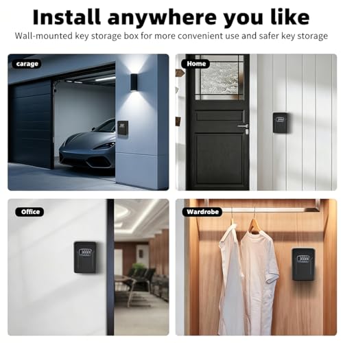 Image of Key Locker Box Outdoor, Wall Mounted Key Safe Locker for Home, Mechanical Combination Lock Box, Secure Lock Box for House Keys, Waterproof Key Storage Box for Home, Office and Rental Property