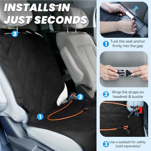 VIVAGLORY Auto-Vordersitzbezug für Hund, Kein Klappendesign mit Rutschfester Rückseite für die meisten Autos, Gesteppter & Gepolsterter & Strapazierfähig Hundesitzbezug, Schwarz S