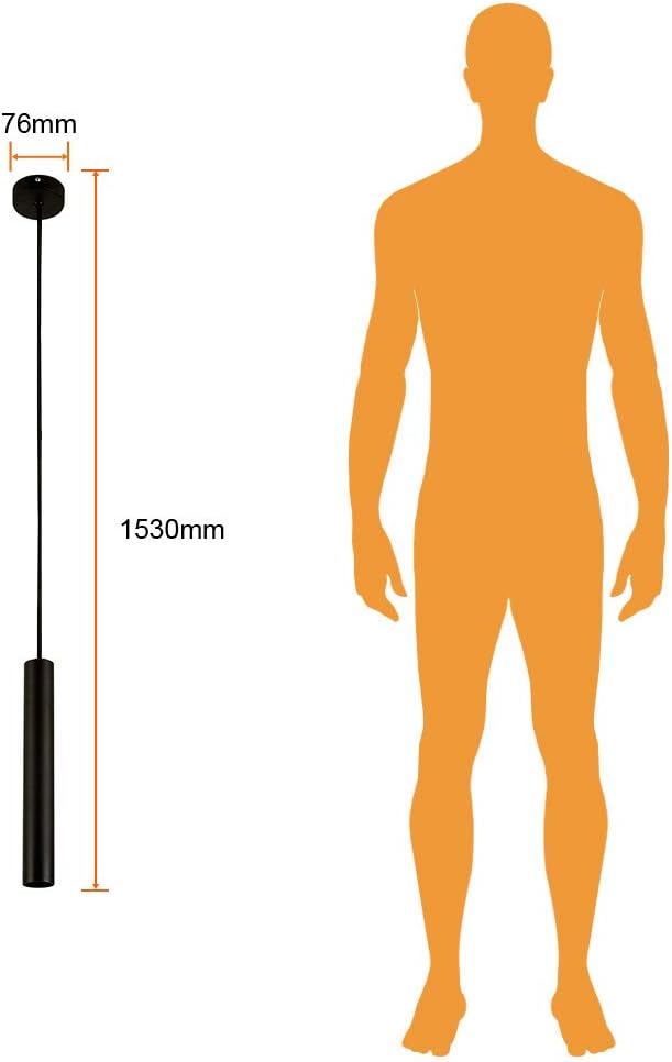 Diagram showing the dimensions of the pendant lamp: 76mm diameter for the ceiling mount, 1530mm total height.