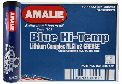 Amalie Blue Hi-Temp Grease #2 (160-68321-91) 14 Oz Tube, Pack of 10 | Made in USA
