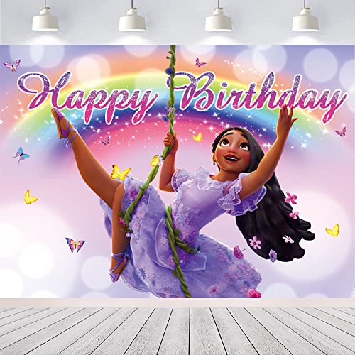 Fournitures de fête d'anniversaire Encanto, toile de fond « Happy Birthday » pour décorations de fête Encanto, 2.8x1.5 m, enfants, décoration de fête d'anniversaire Cover