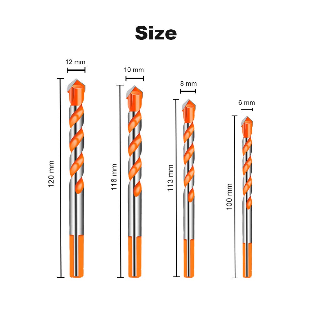 Set 10 Punte Da Trapano 6mm - Per Ceramica, Vetro, Mattoni, Legno E Cemento - Foto 3
