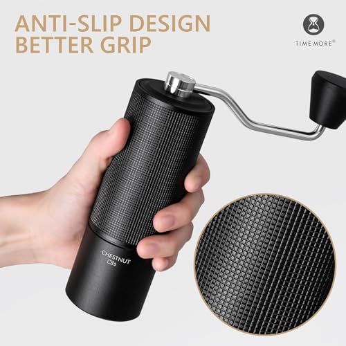 Image of TIMEMORE Chestnut C3S Manual Coffee Grinder, Adjustable Conical Burr Grinder with Stainless Steel S2C Burr - Compatible with Espresso, Pour Over & French Press, Black