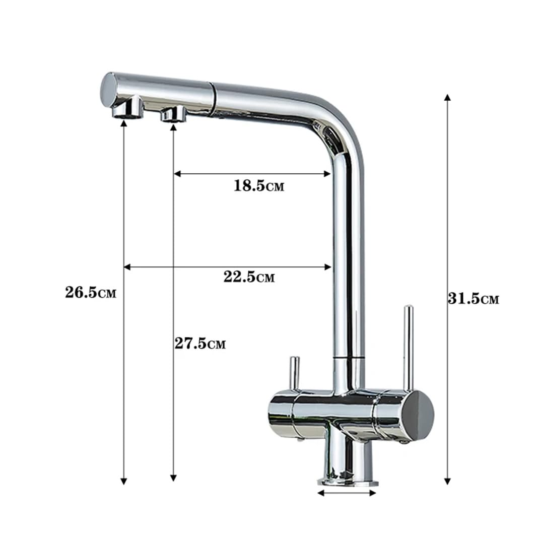 Grifos de Fregadero Grifo de Cocina extraíble con Doble caño Giratorio Filtro de Agua Potable Purificador de latón Grifo Mezclador para Fregadero Grifo de Agua Caliente y fría