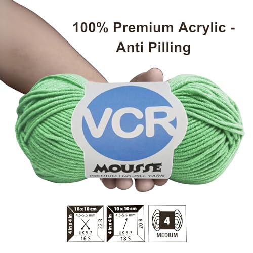 Image of VCR 4 Ply Dusty Green Yarn, 100 Grams Hank, 190 Meters Length, Acrylic Ball for Crochet and Knitting, Soft Crosia Threads, Pack of 1 Yarn, Suitable for DIY Crafts