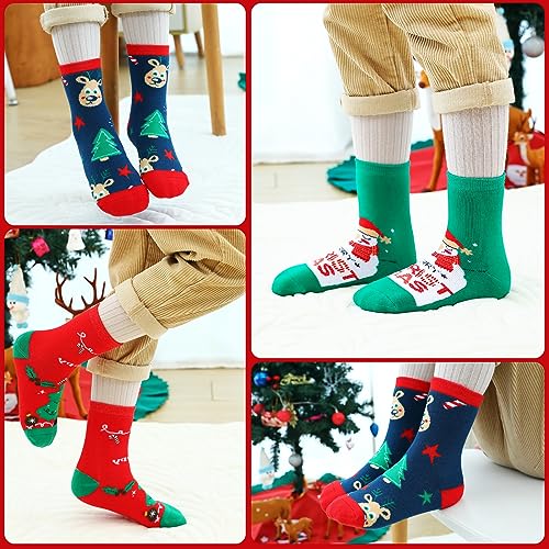 5 Pairs Christmas Socks Children Xmas Socks Crew Cotton Socks for 1-3/3-5/6-8/9-12 Children Toddlers Boys Girls4