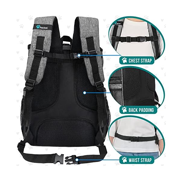 PetAmi-Pet-Carrier-Backpack-for-Small-Cats-Dogs-Puppies-Airline-Approved-Ventilated-4-Way-Entry-Safety-and-Soft-Cushion-Back-Support-Collapsible-for-Travel-Hiking-Outdoor-Heather-Gray PetAmi Pet Carrier Backpack - Travel in Style with Your Small Pet
