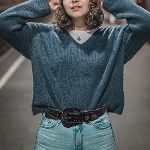 Mingsun Rhinestones Belt For Men Women, Skulls Belts Western Leather Sparkle Shining Diamond Cowgirl Cowboy Studded Belts For Jeans #TOP7